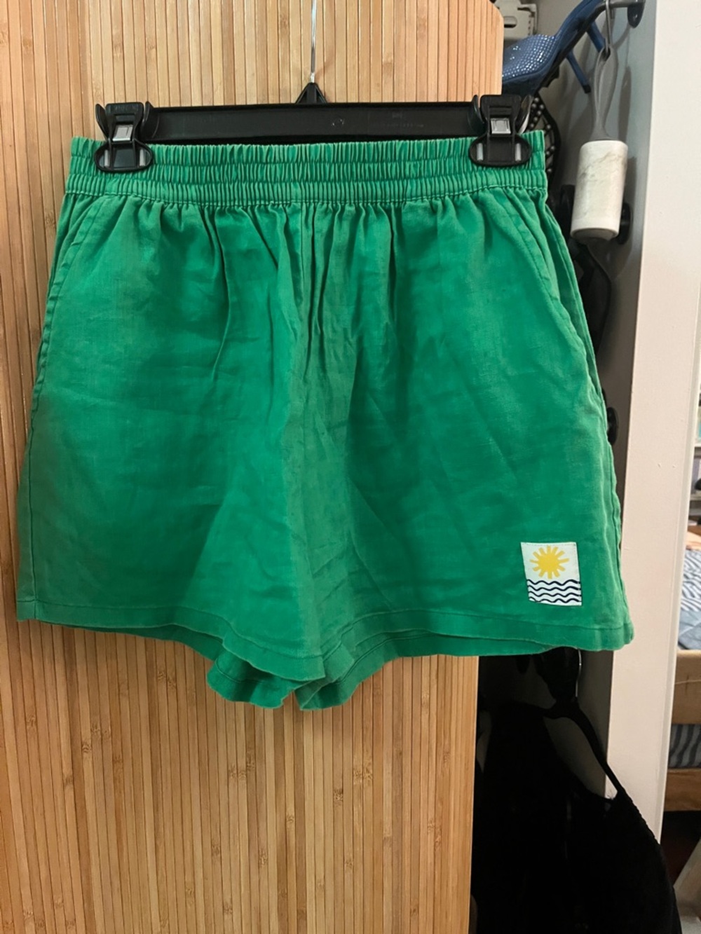Green LF Markey linen shorts else’s tic waist